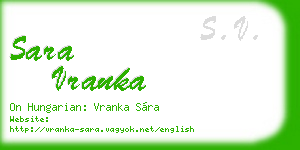 sara vranka business card